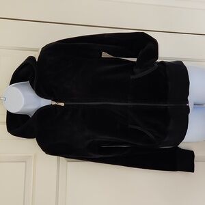 Lito Black Velour Front Zip Hooded Jacket